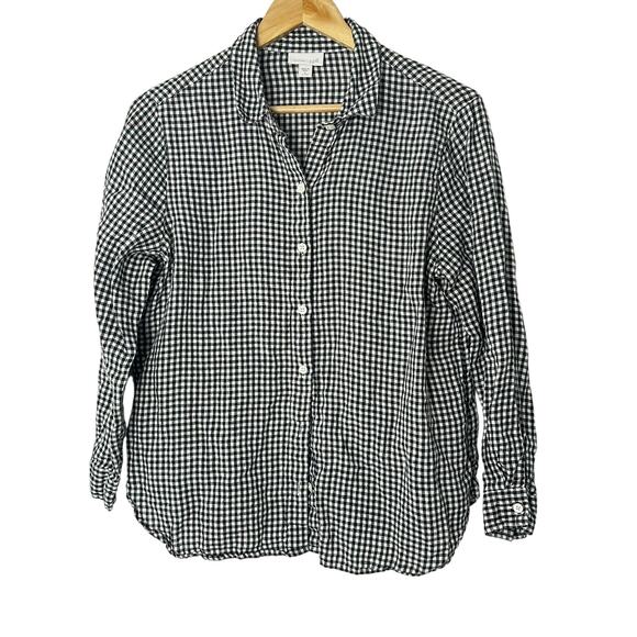 J. Jill Love Linen Gingham button down black white plaid Womans SP - Picture 1 of 10